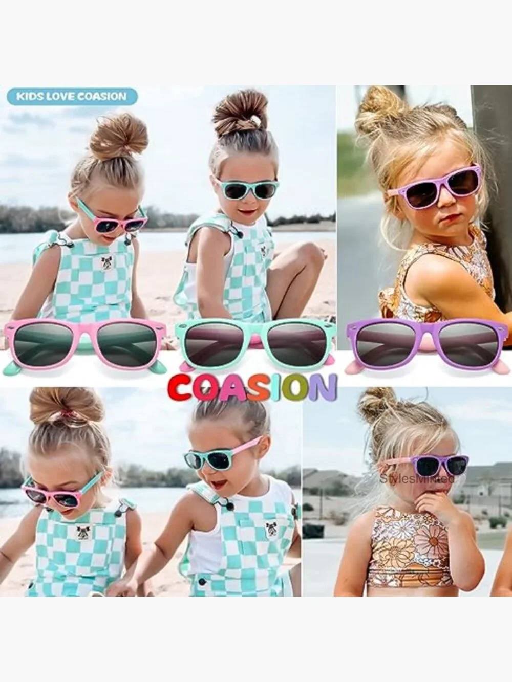 Kids Polarized Sunglasses TPEE Rubber Flexible UV400 Protection Ages 3-9